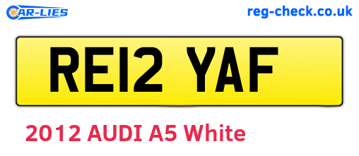 RE12YAF are the vehicle registration plates.