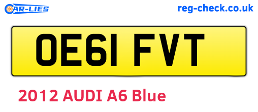 OE61FVT are the vehicle registration plates.