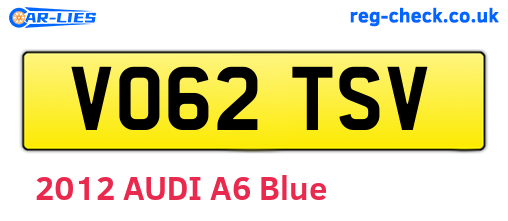 VO62TSV are the vehicle registration plates.