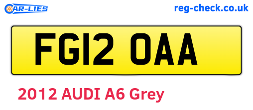 FG12OAA are the vehicle registration plates.