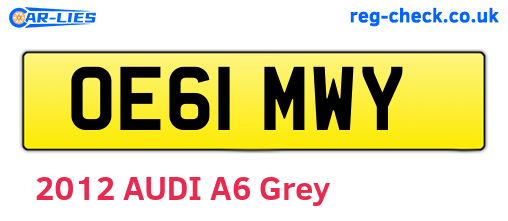 OE61MWY are the vehicle registration plates.
