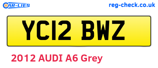YC12BWZ are the vehicle registration plates.