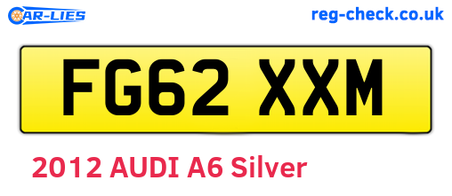 FG62XXM are the vehicle registration plates.