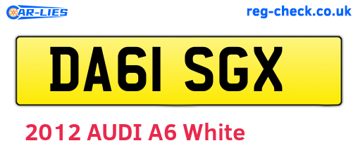 DA61SGX are the vehicle registration plates.