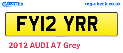 FY12YRR are the vehicle registration plates.