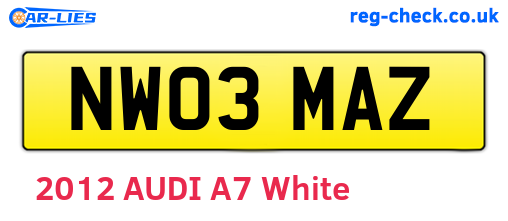 NW03MAZ are the vehicle registration plates.