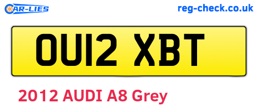 OU12XBT are the vehicle registration plates.