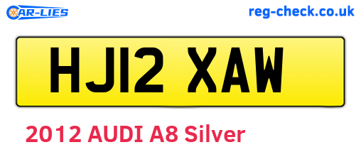 HJ12XAW are the vehicle registration plates.