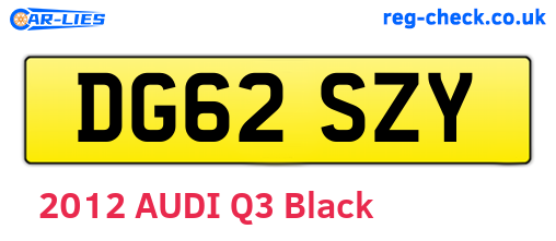DG62SZY are the vehicle registration plates.