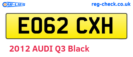 EO62CXH are the vehicle registration plates.