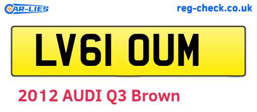 LV61OUM are the vehicle registration plates.
