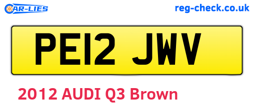 PE12JWV are the vehicle registration plates.