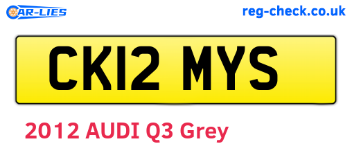 CK12MYS are the vehicle registration plates.