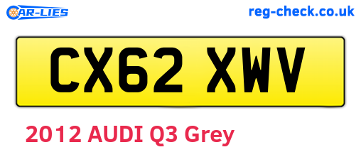 CX62XWV are the vehicle registration plates.
