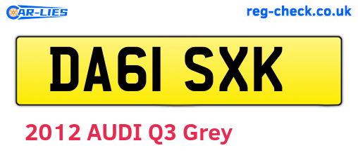 DA61SXK are the vehicle registration plates.
