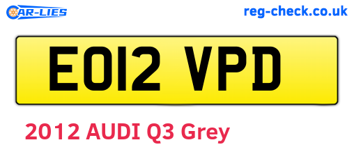 EO12VPD are the vehicle registration plates.