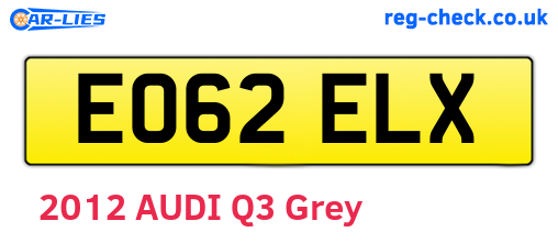EO62ELX are the vehicle registration plates.