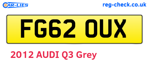 FG62OUX are the vehicle registration plates.