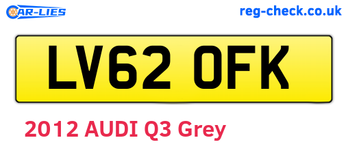 LV62OFK are the vehicle registration plates.