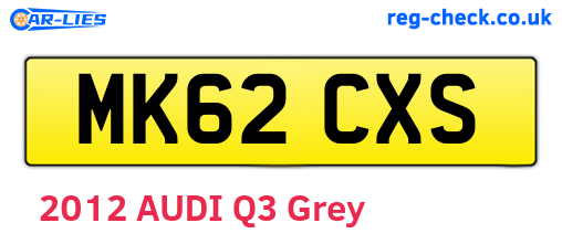 MK62CXS are the vehicle registration plates.