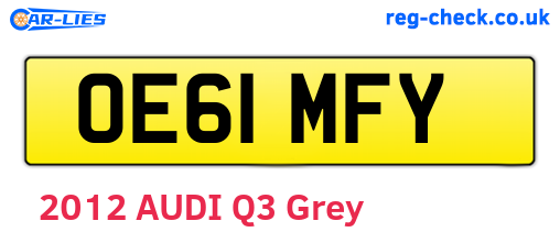 OE61MFY are the vehicle registration plates.