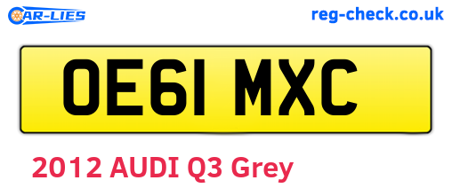 OE61MXC are the vehicle registration plates.