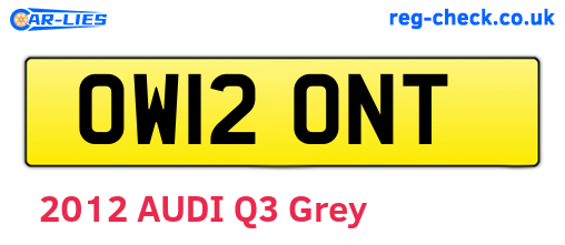 OW12ONT are the vehicle registration plates.