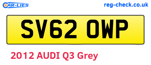 SV62OWP are the vehicle registration plates.