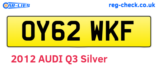 OY62WKF are the vehicle registration plates.