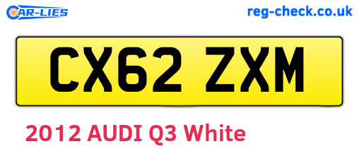 CX62ZXM are the vehicle registration plates.