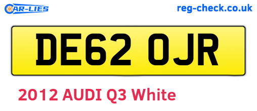 DE62OJR are the vehicle registration plates.