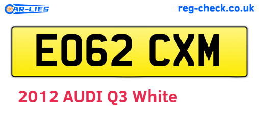 EO62CXM are the vehicle registration plates.
