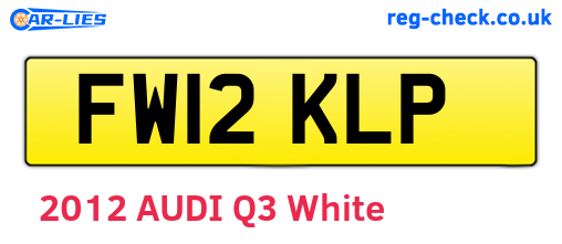 FW12KLP are the vehicle registration plates.