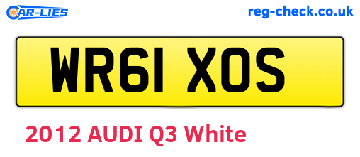WR61XOS are the vehicle registration plates.