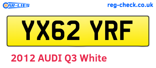 YX62YRF are the vehicle registration plates.