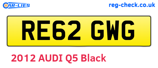 RE62GWG are the vehicle registration plates.