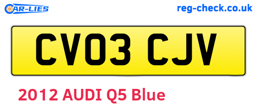 CV03CJV are the vehicle registration plates.