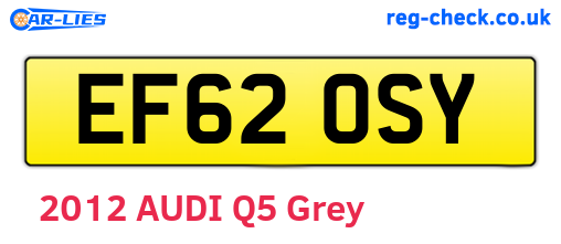 EF62OSY are the vehicle registration plates.