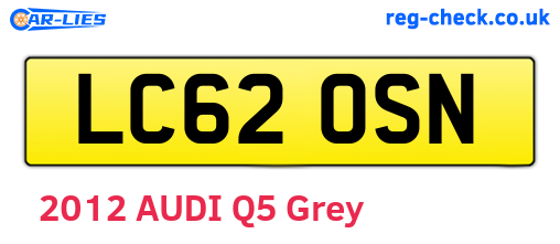LC62OSN are the vehicle registration plates.