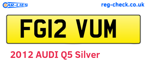 FG12VUM are the vehicle registration plates.