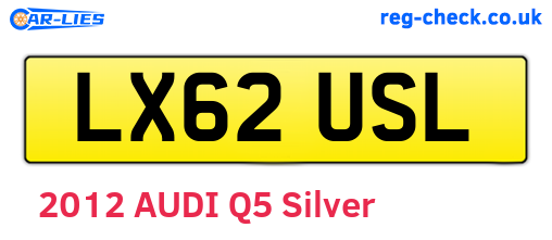 LX62USL are the vehicle registration plates.