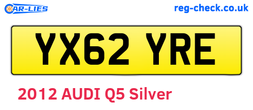 YX62YRE are the vehicle registration plates.