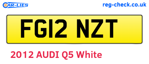 FG12NZT are the vehicle registration plates.