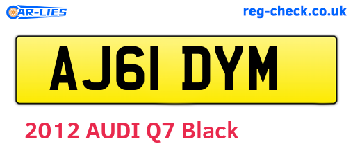 AJ61DYM are the vehicle registration plates.