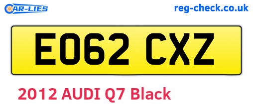 EO62CXZ are the vehicle registration plates.