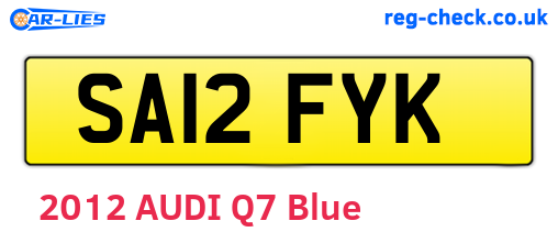 SA12FYK are the vehicle registration plates.
