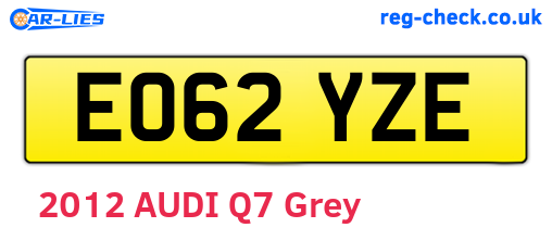 EO62YZE are the vehicle registration plates.