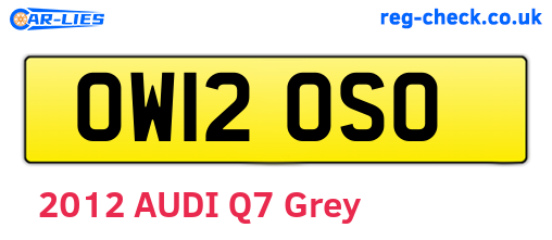 OW12OSO are the vehicle registration plates.