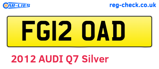 FG12OAD are the vehicle registration plates.