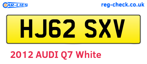 HJ62SXV are the vehicle registration plates.